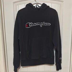 Vintage Champion Reverse Weave Black and Red Sweatshirt Hoodie